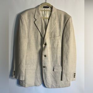 BERT PULITZER MEN’S BEIGE NEUTRAL COLOR LINEN AND VISCOSE CLASSIC BLAZER 42R